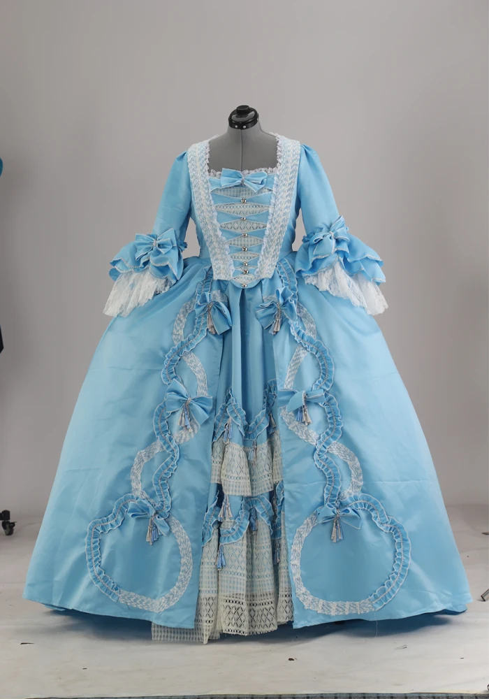 

Robe a la francaise 18th century costume reenactment women blue rococo dress gown