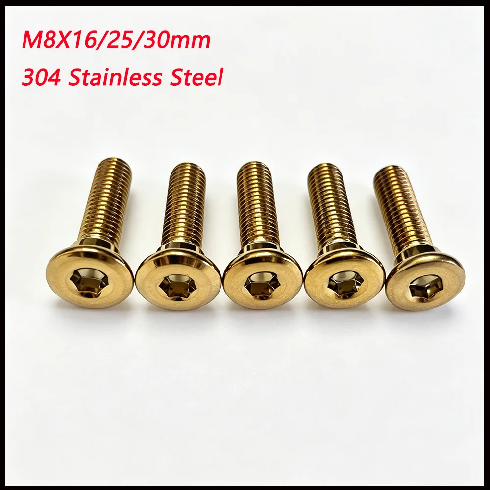304 Stainless Steel Motorcycle Brake Disc/rotor Screws Bolts M8*1.25mm*25mm 16mm 30mm Lever Universal Gold Screws
