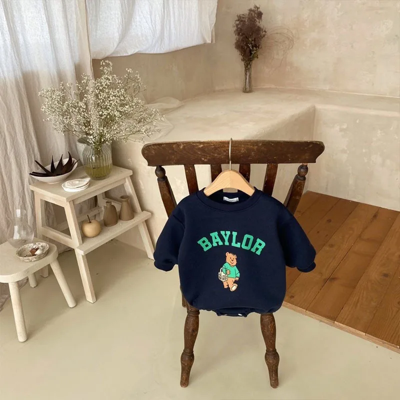2026 Spring New Baby Long Sleeve Bodysuit Infant Cartoon Casual Jumpsuit Boy Girl Newborn Letter Print Onesie Baby Clothes