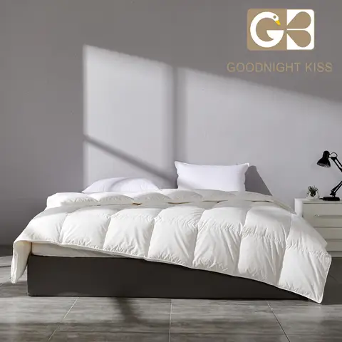Goodnight Kiss 100% 화이트 구스다운 이불, 경량 용수철 가을 담요, 따뜻하고 부드러운 저자극성 겨울 이불 삽입물