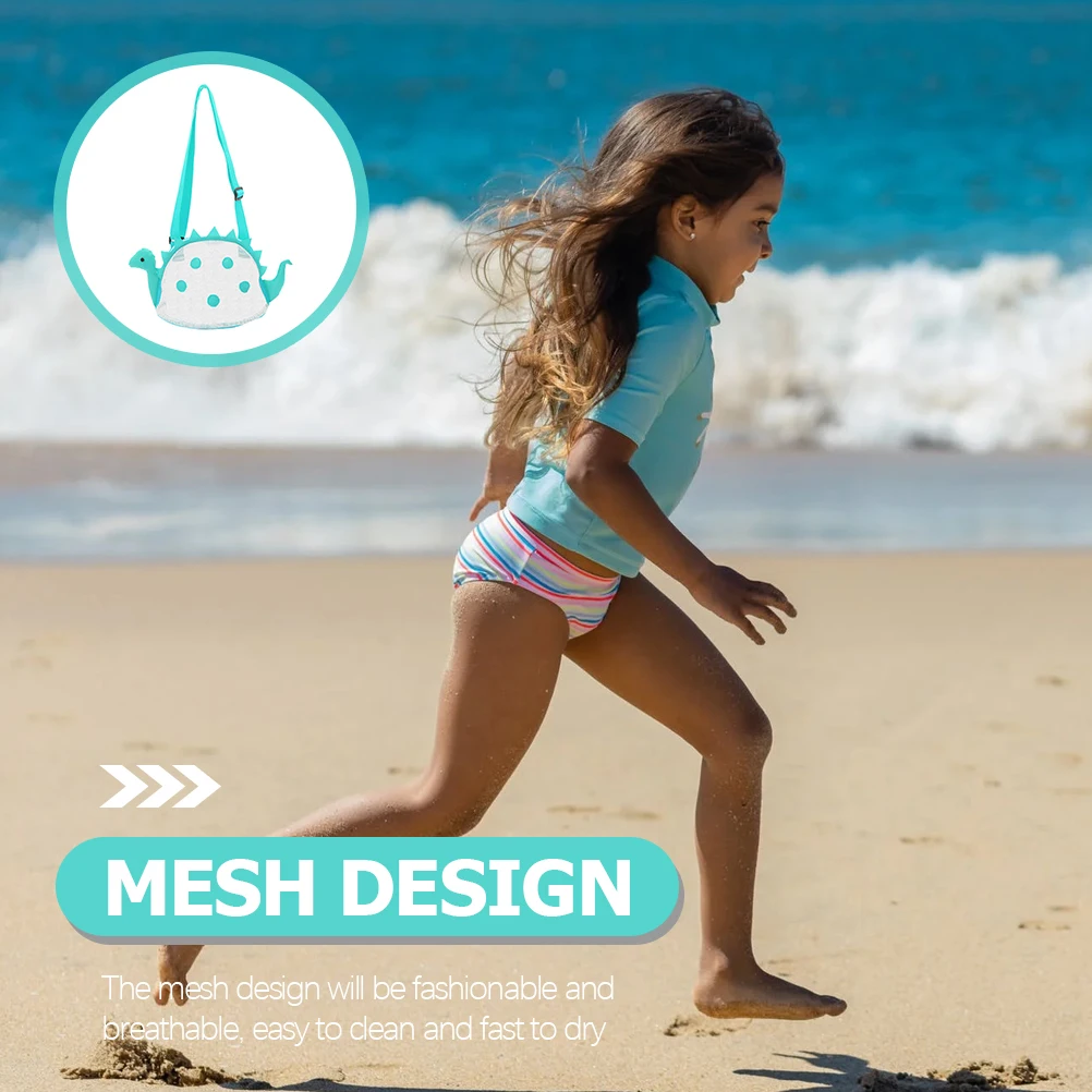 

Dinosaur Mesh For Kids Sand Storage Lightweight Kids Breathable Easy Clean Beach Essentials Sturdy Mesh Bag Family Beach