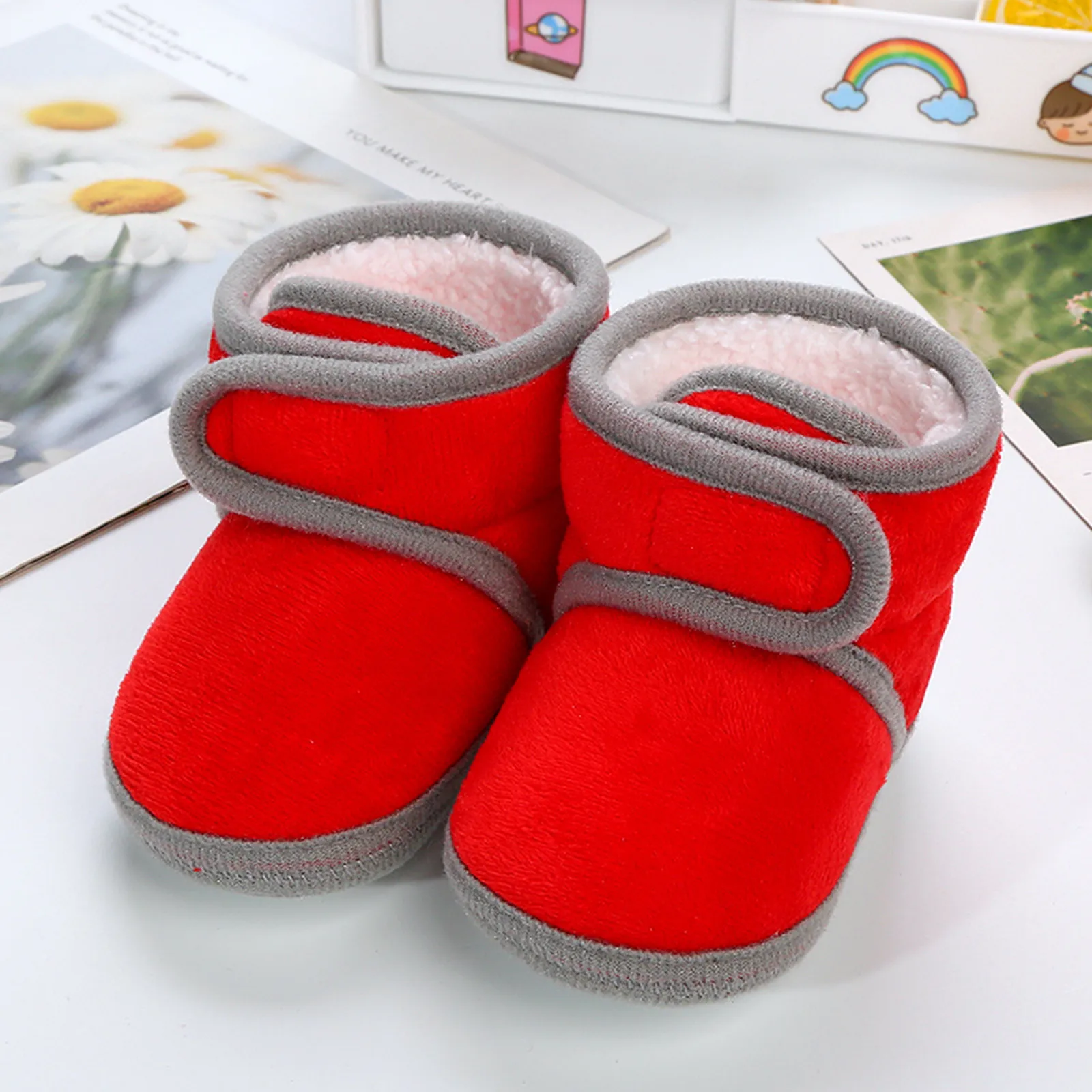 Sola macia botas de neve de pele para 0-18m calçados botas recém-nascidos da criança quente botas de inverno primeiros caminhantes do bebê meninas meninos sapatos