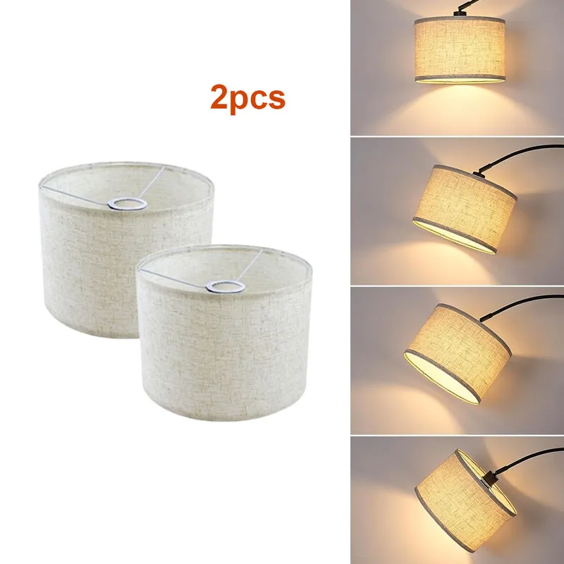 

2pcs E27 Modern 12" Fabric Drum Lampshade Linen Round 60w Diameter Lamp Shade Covers for Floor Table Lamp Pendant Bedroom decor