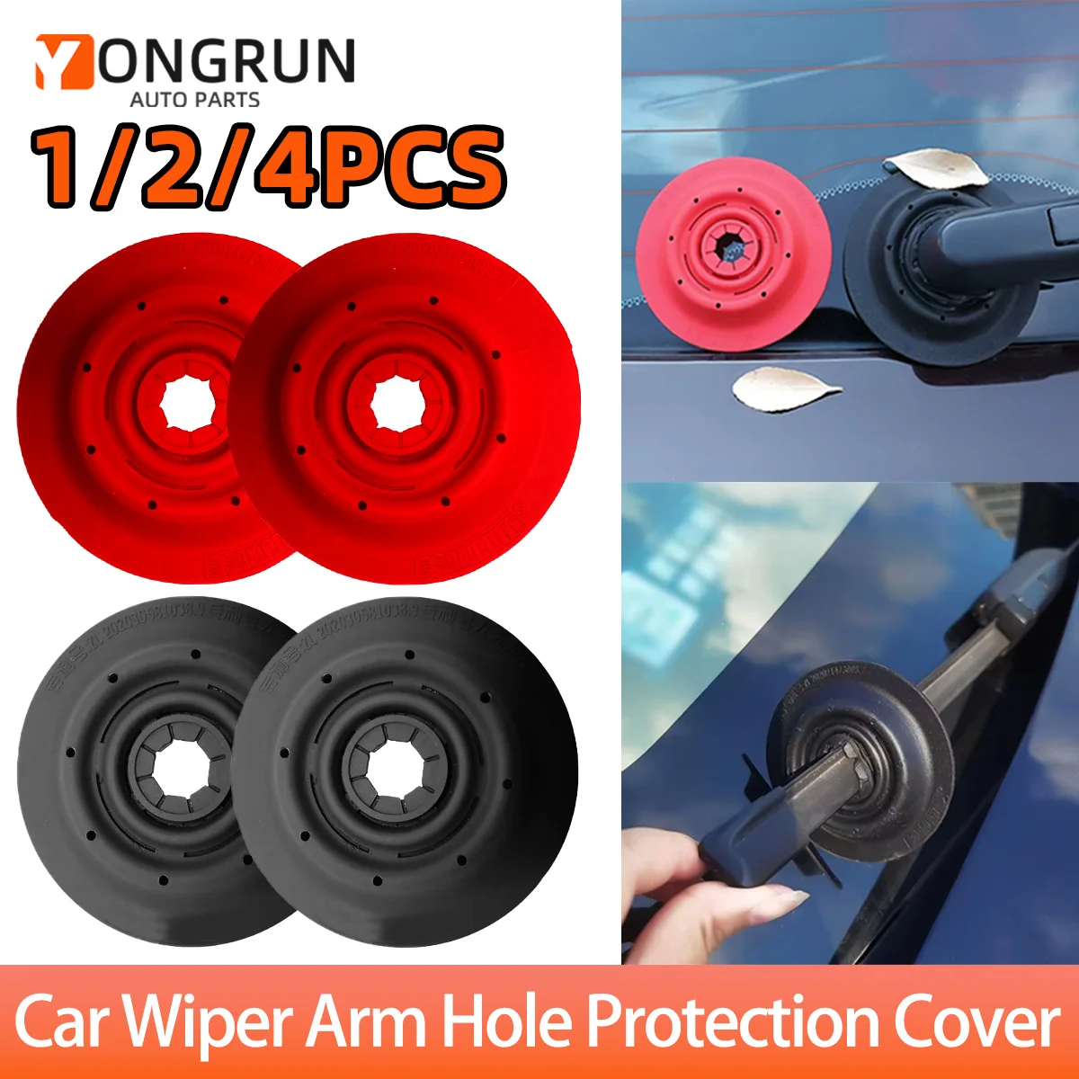 YONGRUN 1/2/4PCS Wiper Arm Hole Silicone Protective Cover Car Windshield Wiper Arm Hole Sealing Protective Gasket Car Accessorie
