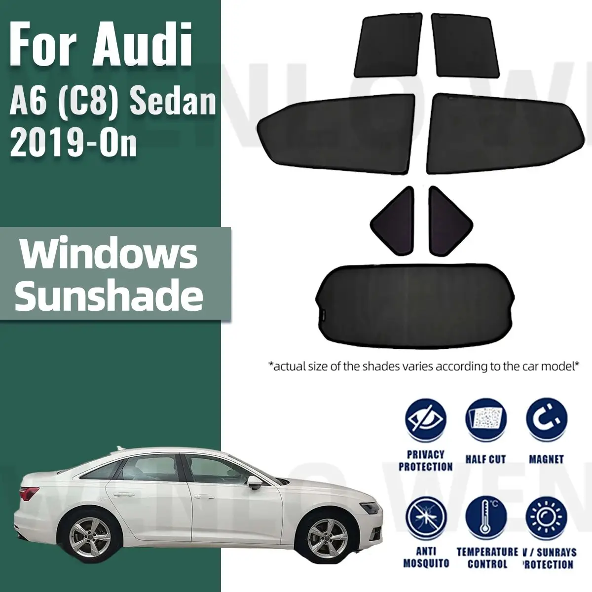 

For Audi A6 C8 Sedan 2019-2023 2024 Car Sunshade Visor Front Windshield Frame Curtain Rear Side Window Sun Shade Shield