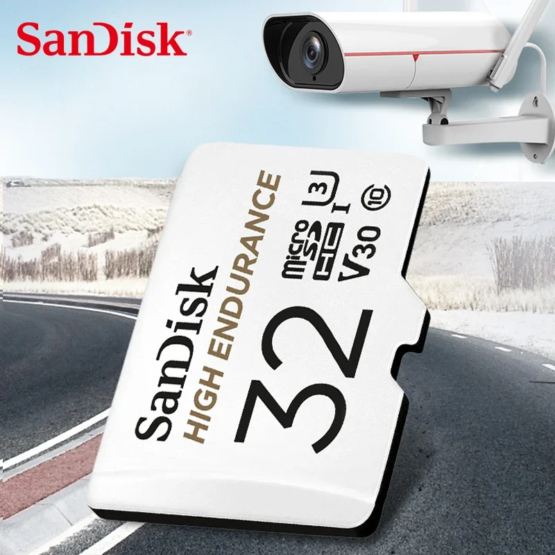 SanDisk بطاقة ذاكرة Micro SD عالية التحمل 128GB 32GB 64GB 256GB U3 V30 4K بطاقة ذاكرة Micro SD/TF Flash MicroSD لمراقبة الفيديو