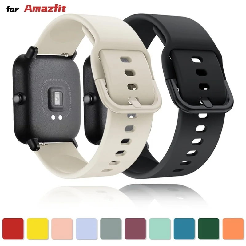 20mm 22mm Silicone band For Amazfit GTS 4/4 Mini/3/2/2e/2 Mini/GTR 42mm 47mm/Stratos 3 Sport Bracelet Amazfit bip 3-3Pro-U Strap