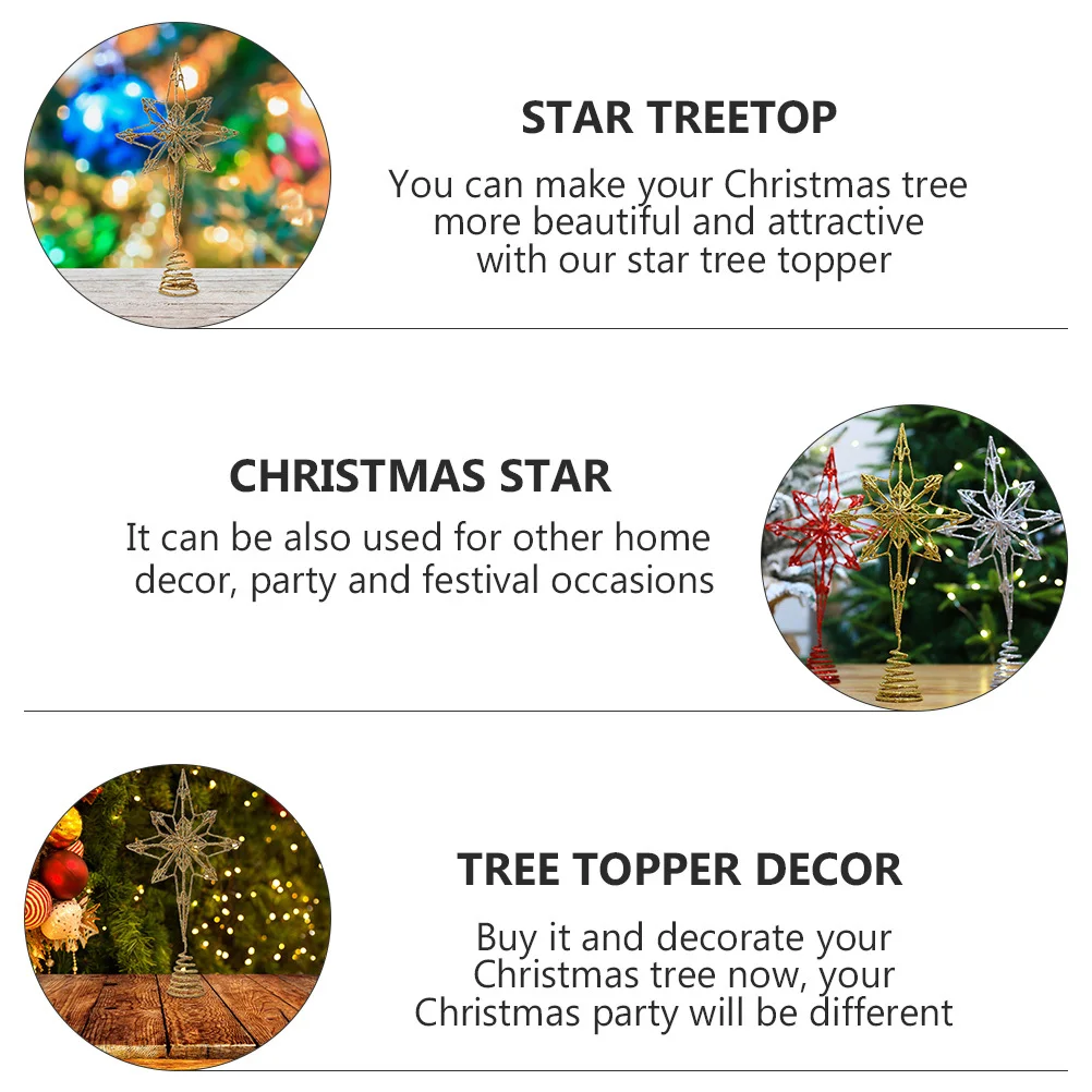 

1Pcs Christmas Star Eight Pointed Tree Topper Gold Tabletop Xmas Tree Ornament Decor Party Festival Christmas Star
