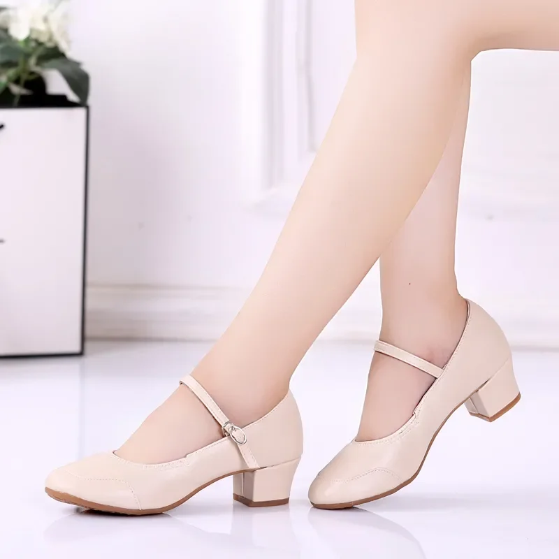 Sapatos Femininas Women Fashion Sweet Golden Light Weight Ballet High Heel Shoes Lady Classic Silver Round Toe Dance Shoes A175