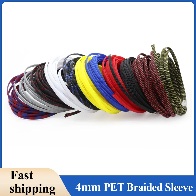 

1~50M PET Expandable Cable Sleeve 4mm Tight Braided High Density Hardness Insulate Line Protect Sleeving Wire Wrap Gland Sheath