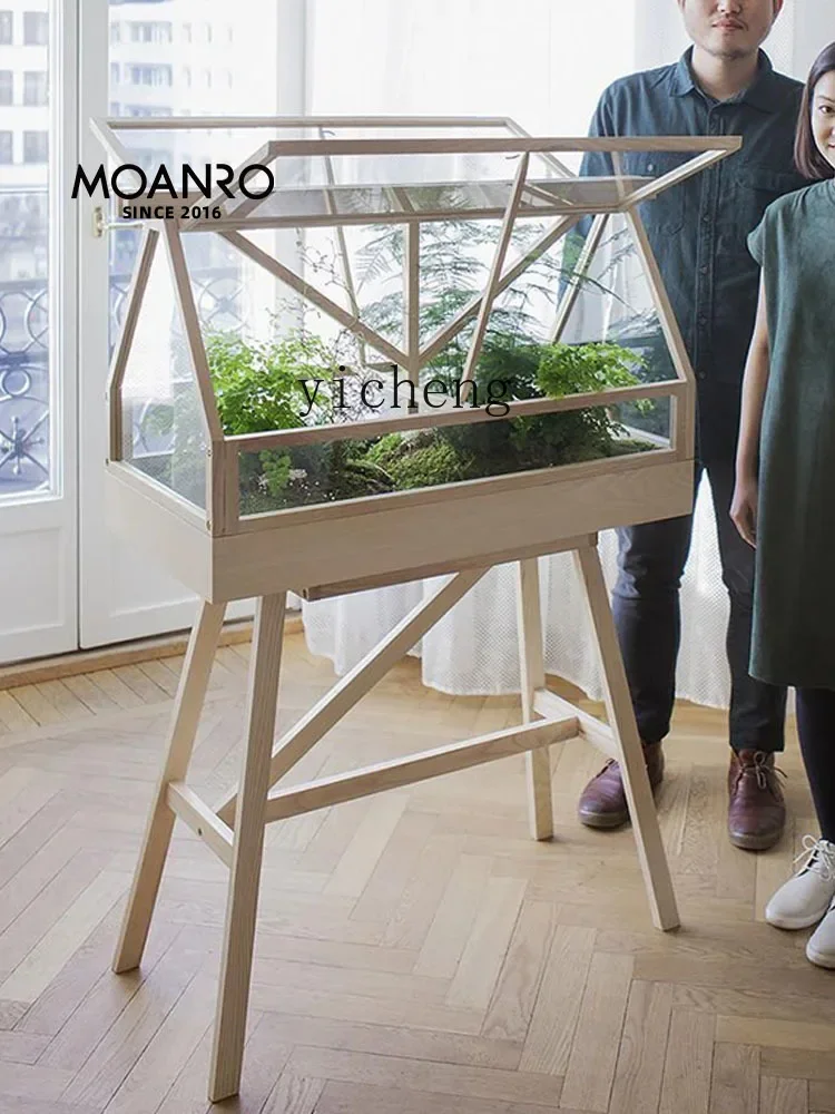 ZZ Solid Wood Flower Stand Balcony Floor Simple Shelf Living Room Interior Succulent Movable Flower Rack