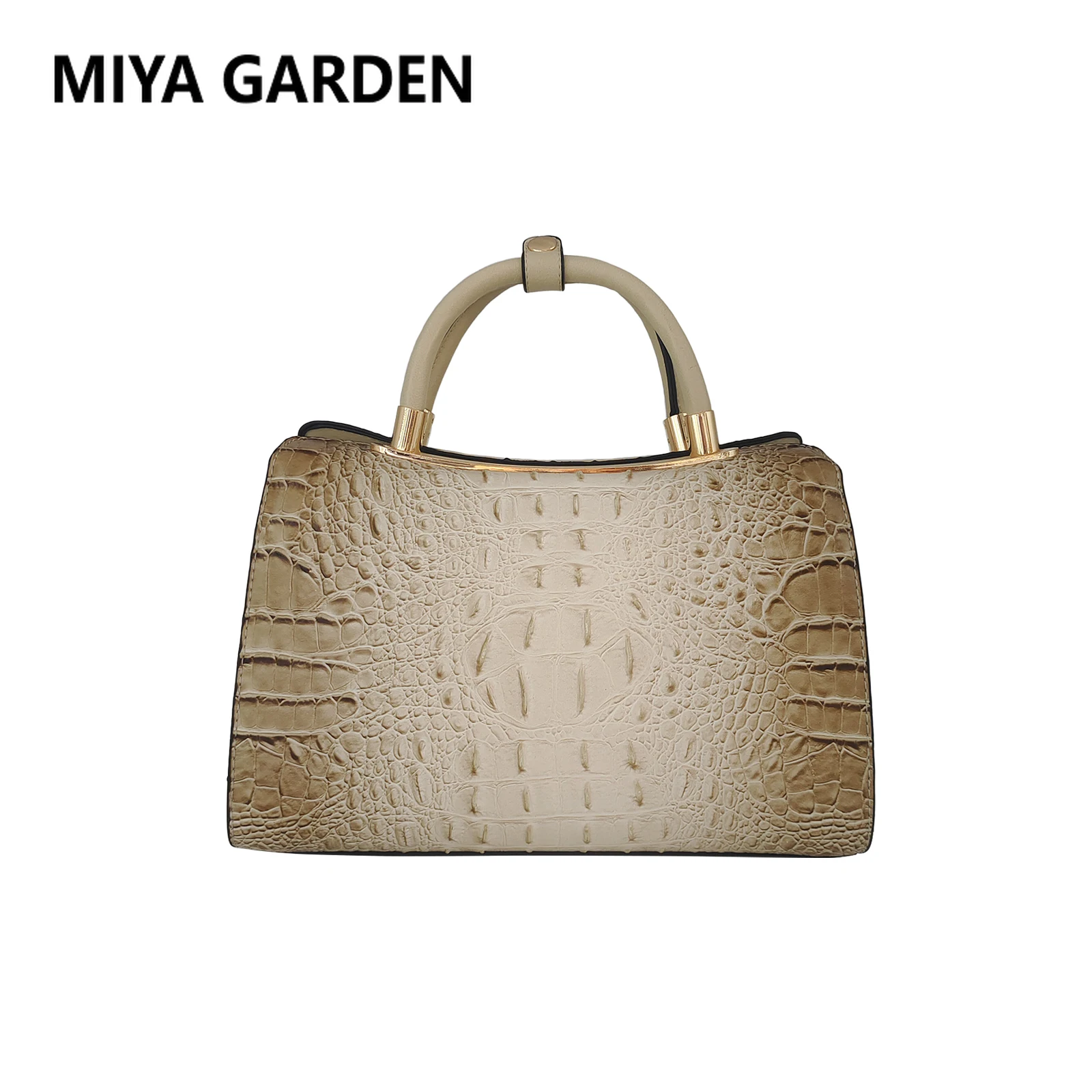 

MIYA GARDEN Retro Women's Boston Bag Crocodile Pattern Handbag Temperament Large Capacity PU Leather Women's Shoulder Bag