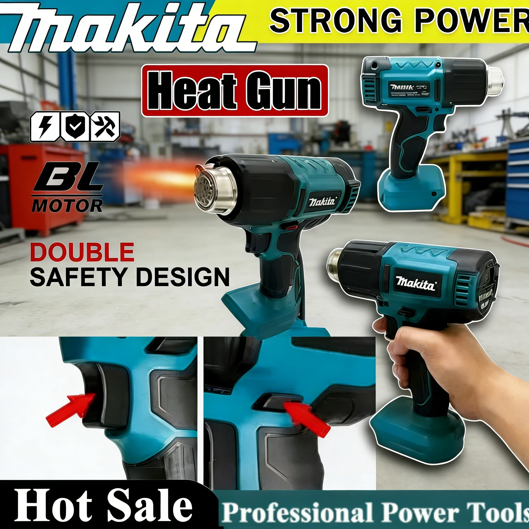 

Makita 550°C Temperature Control Heat Gun Cordless Handheld Hot Air Gun And LED Display Soldering Thermal Blower Tool