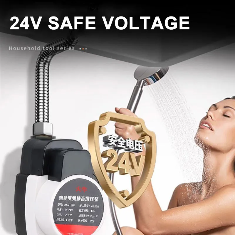280W 24V Booster Water Pump for Shower Head 55L/min Automatic Waterpoof Water Heater Shower Self-suction Pressure Booster Pump