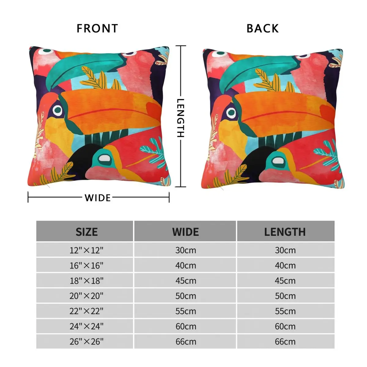 Toucan Flock Bohemian Jungle Square Pillowcase Polyester Linen Velvet Pattern Zip Decor Pillow Case Home Cushion Cover
