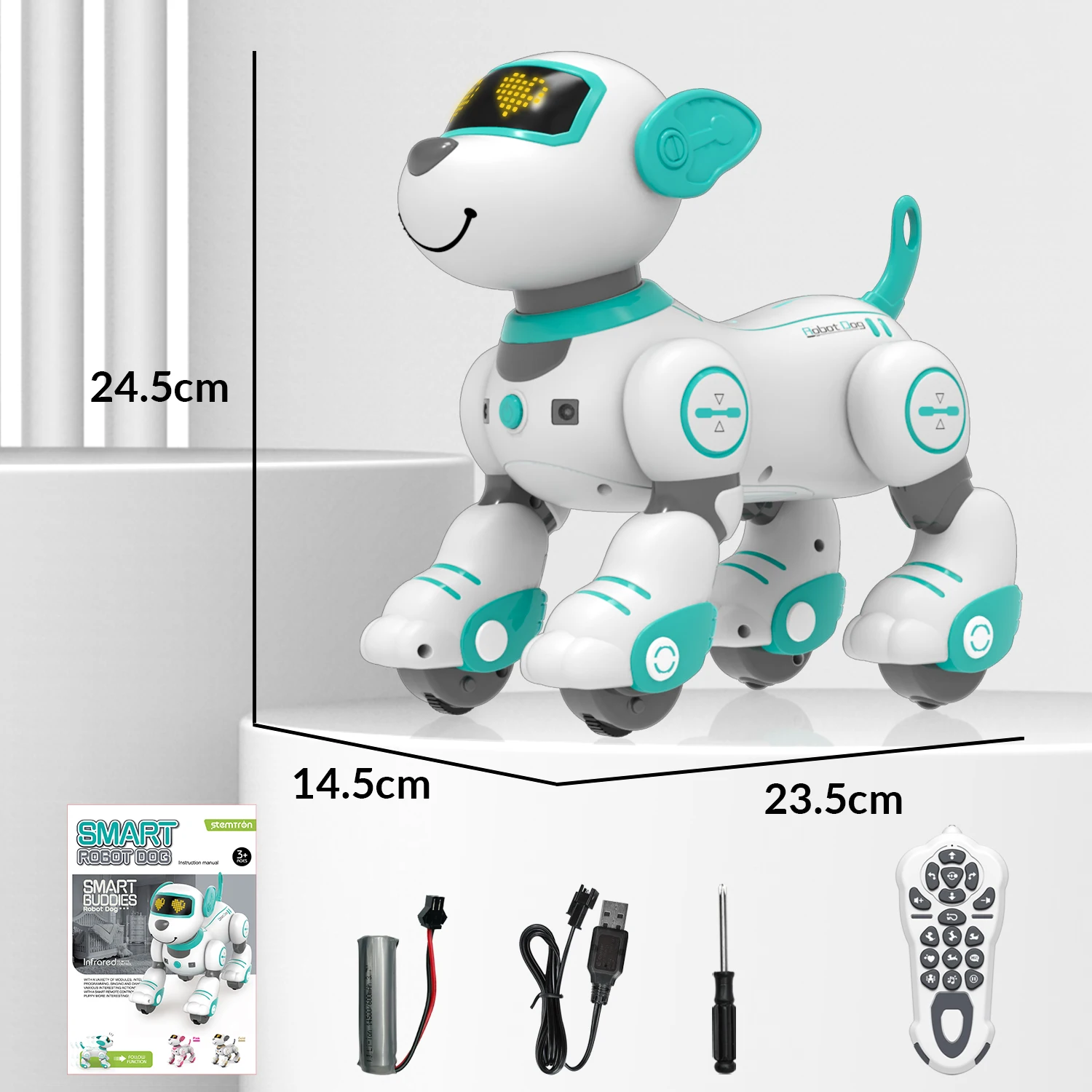 STEMTRON Giocattolo per cani robot telecomandato per bambini Cucciolo robotico programmabile Regalo per cani robotici interattivi Funzione Follow & Touch