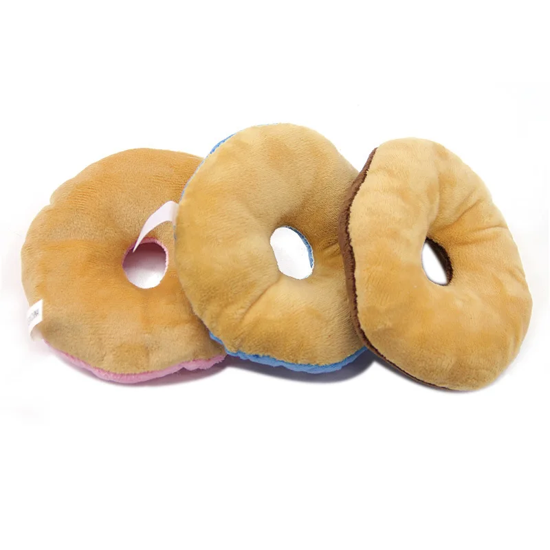 New Interesting and Cute Plush Donut Bread Toy Plush Toy Cream Donut Pet Sounding Dog Toy