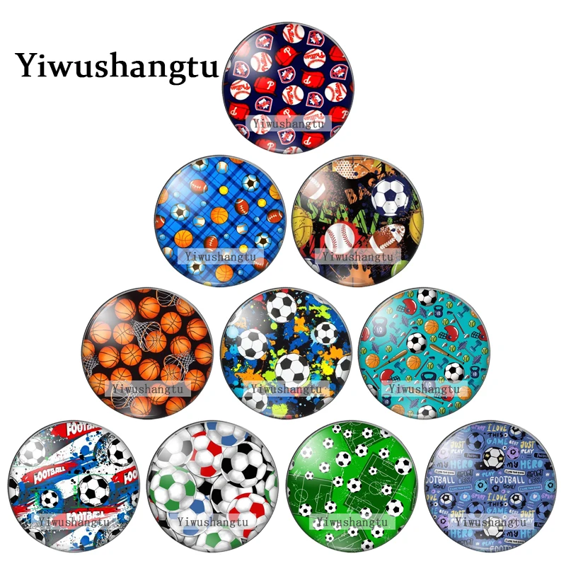 Fashion Sports football art paintings 12mm/18mm/20mm/25mm Round photo glass cabochon demo flat back Making findings