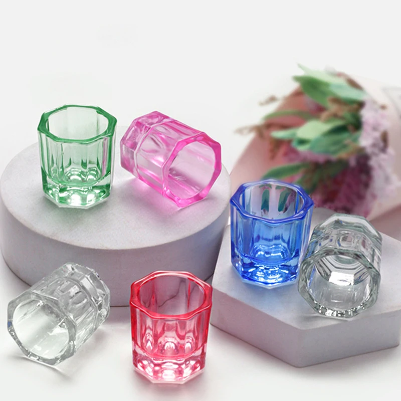 Crystal Glass Acrylic Acrylic Powder Liquid Nail Cup Dappen Dish Lid Bowl Cup Holder Equipment Nail Tools