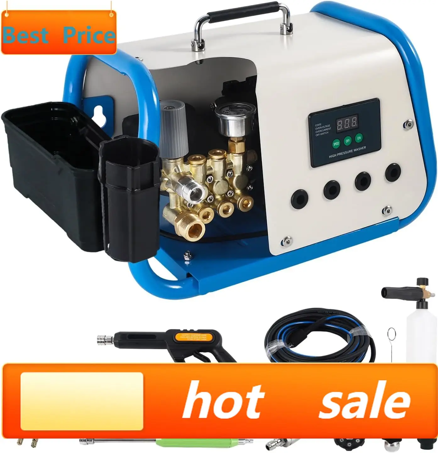 

Pressure Washer, Max 150 bar, 12L/min, Power Washer for Cars, Driveways, Patios, Decks & Sidewalks, PM Inverter 3HP Motor,Horizo