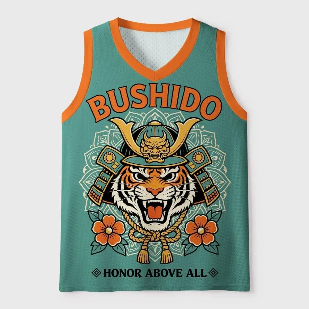 Bushido Tiger Warrior 3D Printed Men's V-Neck Large Size Vest  Casual Street Fashion Outdoor Breathable Quick-Drying Sports Vest