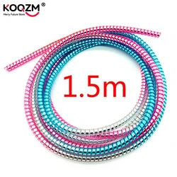 1.5M Plating Color TPU Spiral USB Charging Cable Protector for iPhone/Samsung/Huawei Earphone Cord Line Protection Cover