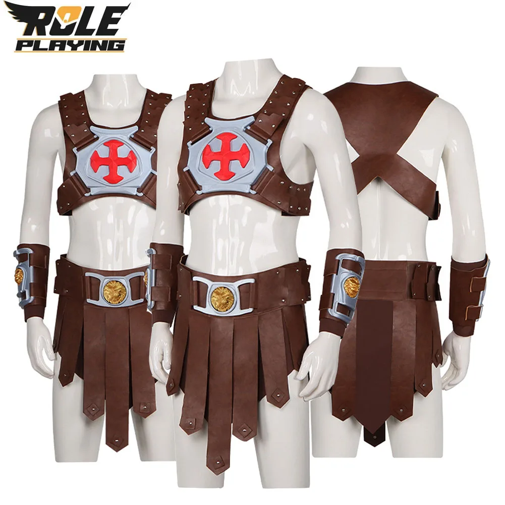

2026 Movie Universe He-Man Cosplay Costume Men Fantasy Vest Skirt Belt Handband Clothing Halloween Carnival Party Suit Adult