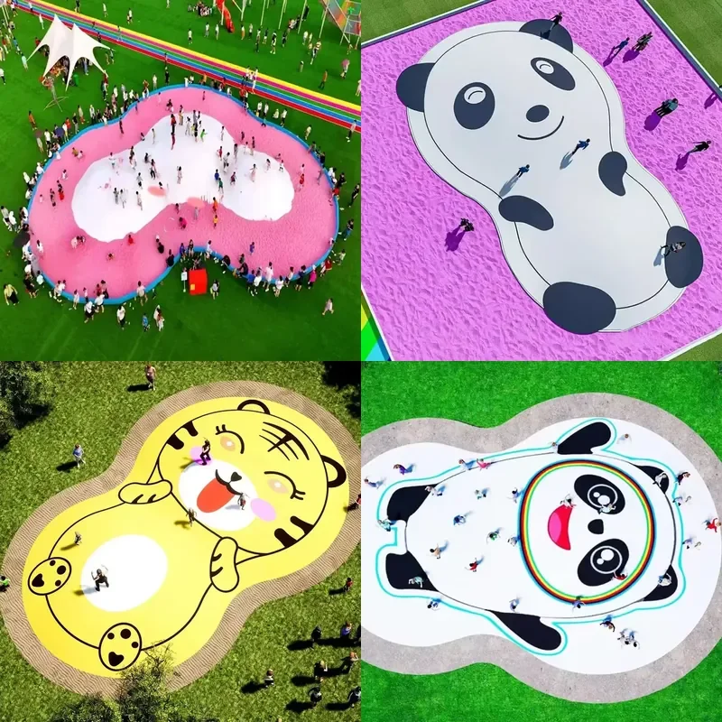 Customizable Bouncing Cloud Inflatable Jumping Amusement Facility Manufacturer Powerless Scenic Park Trampoline Rides