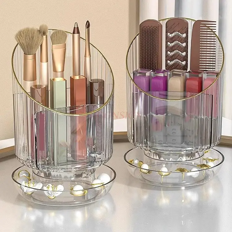 1pcs Cosmetics storage box, rotating dust-proof makeup brush storage tube, dressing table desktop pen holder