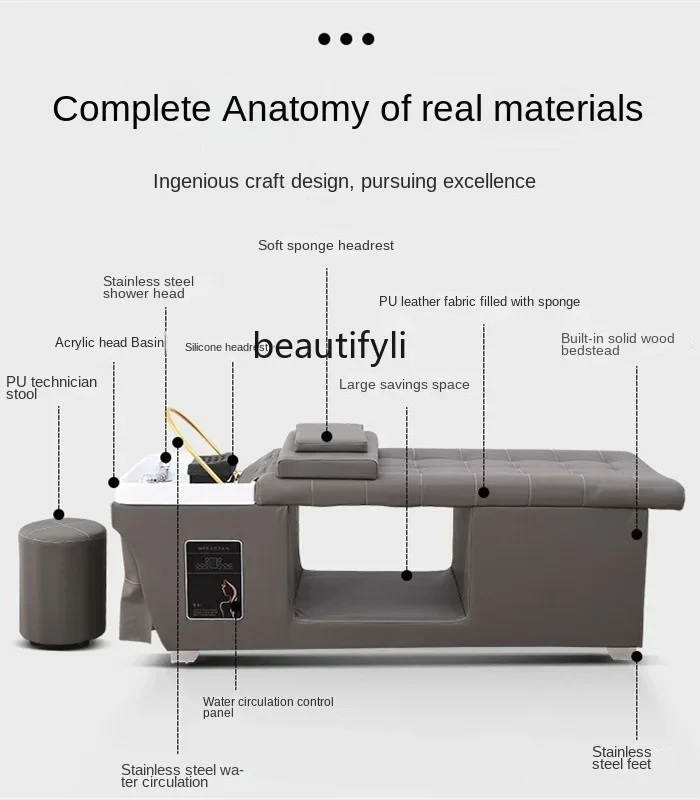 

LHY26 ss Barber Shop Hair Salon Beauty Salon Massage Shampoo Bed Water Heater Water Circulation Fumigation Ear Cleaning Head The