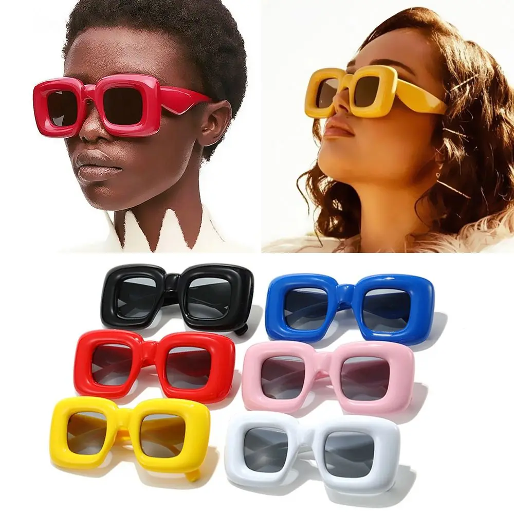 

Fashion Unique Candy Color Women Shades Y2K Sunglasses Square Sun Glasses Red Yellow