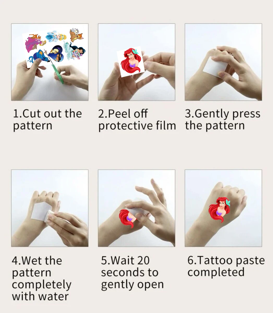 مجموعة ملصقات الوشم بتصميم شخصية ديزني ، الأفضل لهدايا أعياد الميلاد والزفاف ، ديكور الحفلات ، فن الجسم ، 10 من ملصقات الوشم