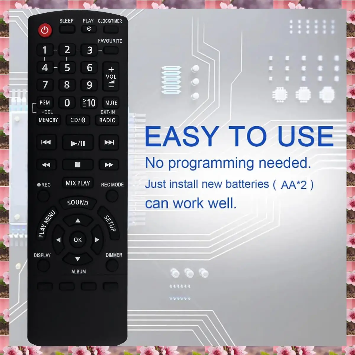 

2025 Replace N2QAYB001102 Remote Control For Panasonic SC-PMX800 Watt Shelf Audio System Durable Easy Install,Replace N2QAYB0011