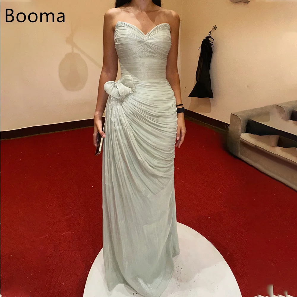 

Booma Shiny Mermaid Strapless Pleat Sleeveless Dresses Formal Party Gowns for Women Elegant Prom Gown Customize