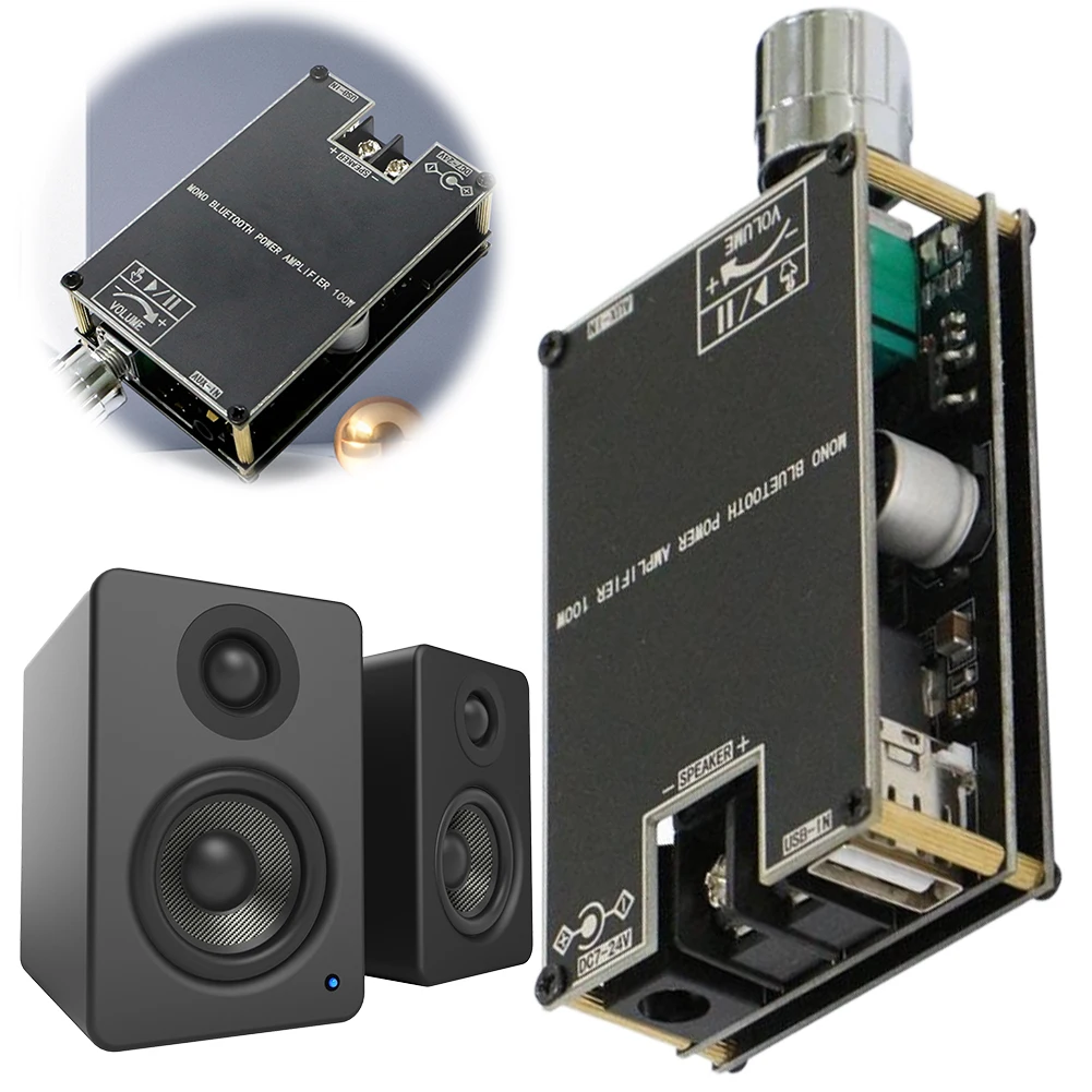 ZK-1001B Моно 100 Вт Модуль усилителя мощности звука TPA3116D2 Bluetooth-совместимая плата 5,1 AUX цифрового усилителя мощности с режимом TWS