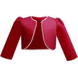 2024 new girl long -sleeved small dress jacket, shawl, children's short foreign style fashion small jacket cloak shoulder jacket