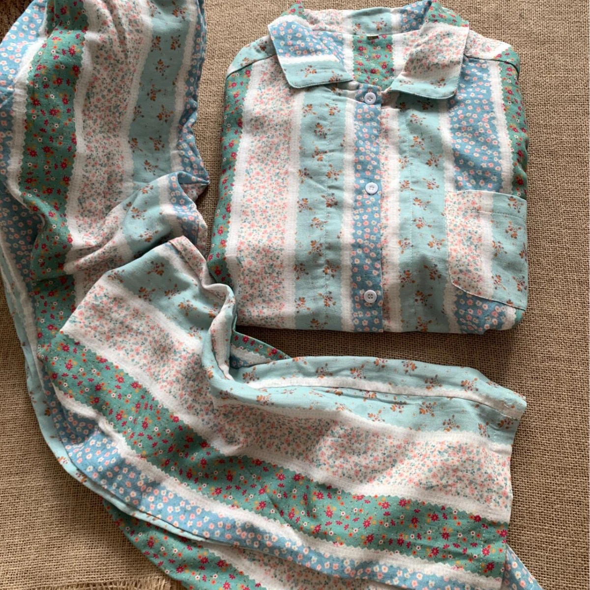 

Ретро цветочный лоскутный комплект Long Sve Spwear Set Sweet Sle Хлопковая домашняя одежда можно носить на улице на весну и осень