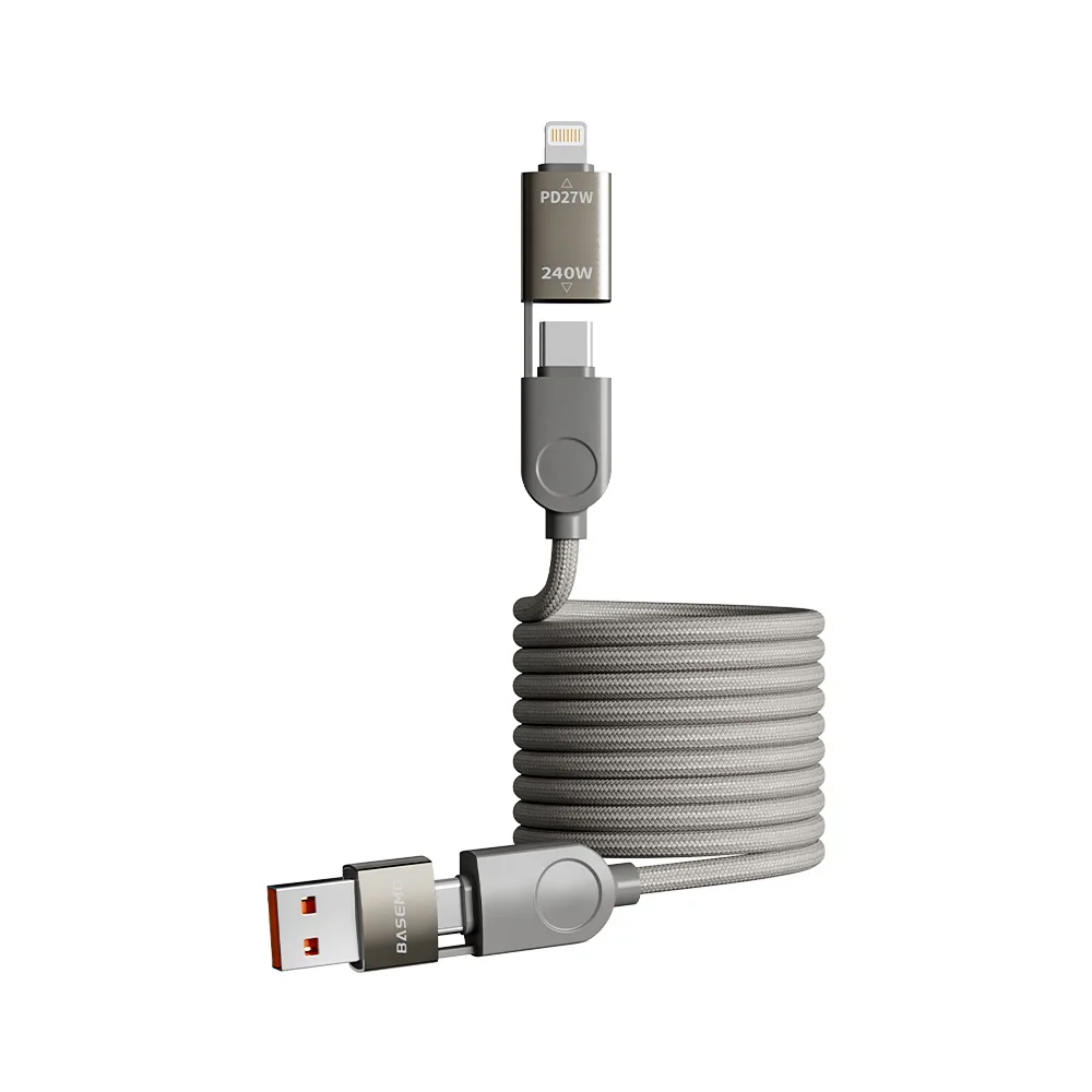 

Магнитнопоглощающий нано-кабель 4-в-1, 240 Вт, USB-кабель для быстрой зарядки для iPhone