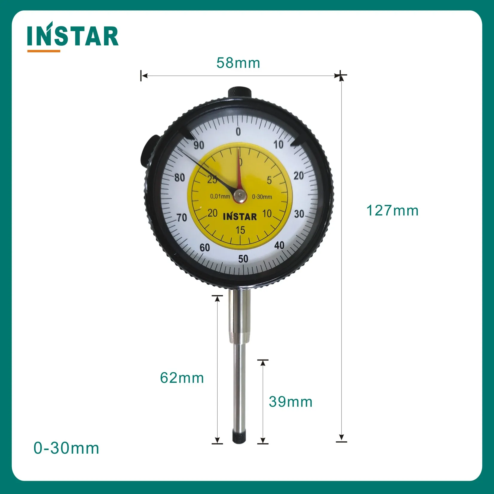 INSTAR Dial Indicator 0-20mm  0-30mm Dial Gauge DIN Standard Industrial Quality 0-10mm 0.01mm