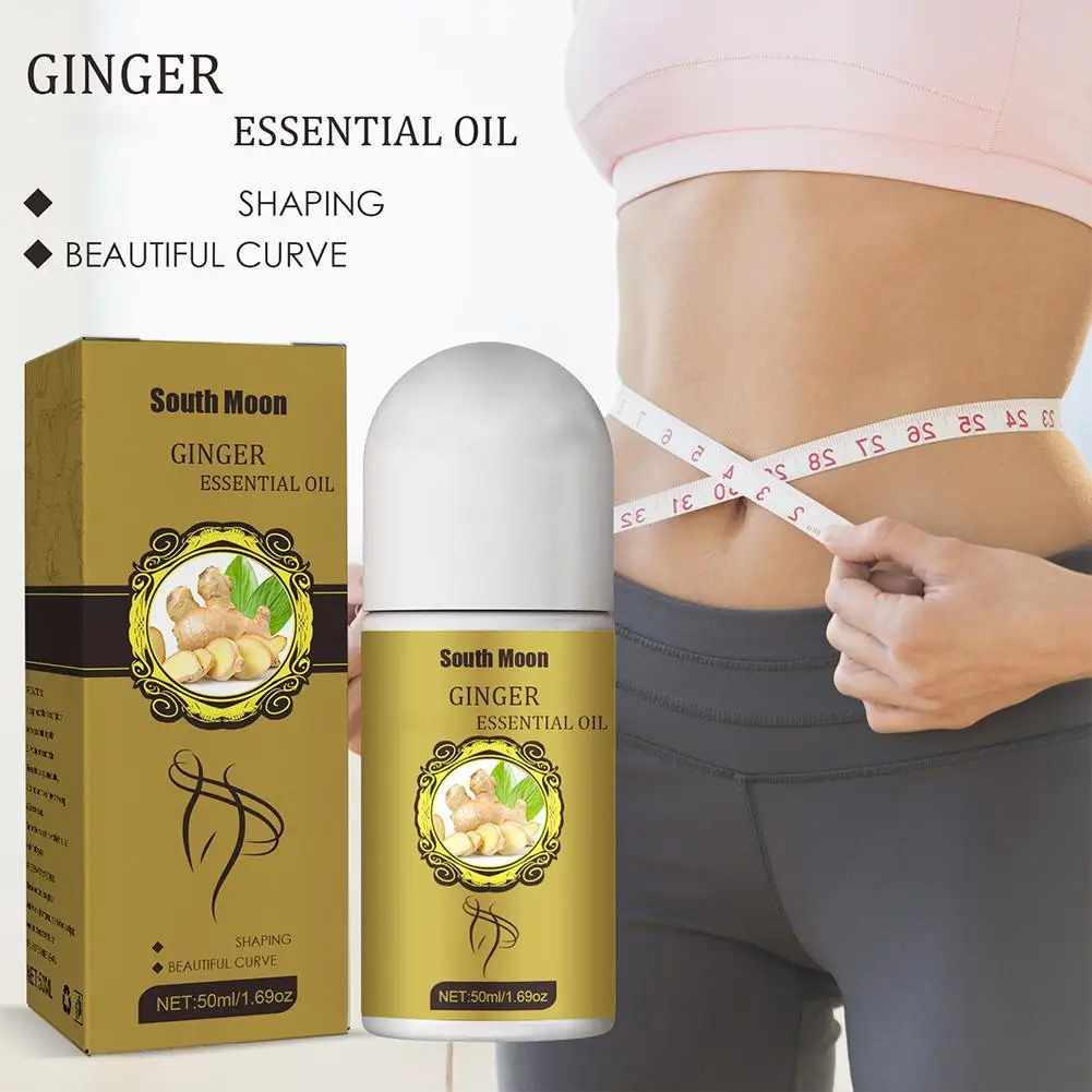 

50ml Ginger Essential Oil Roll-On For Lymphatic Drainage Massage Warming Oil For Tired Muscles Sore Belly Ginger Fat Burning