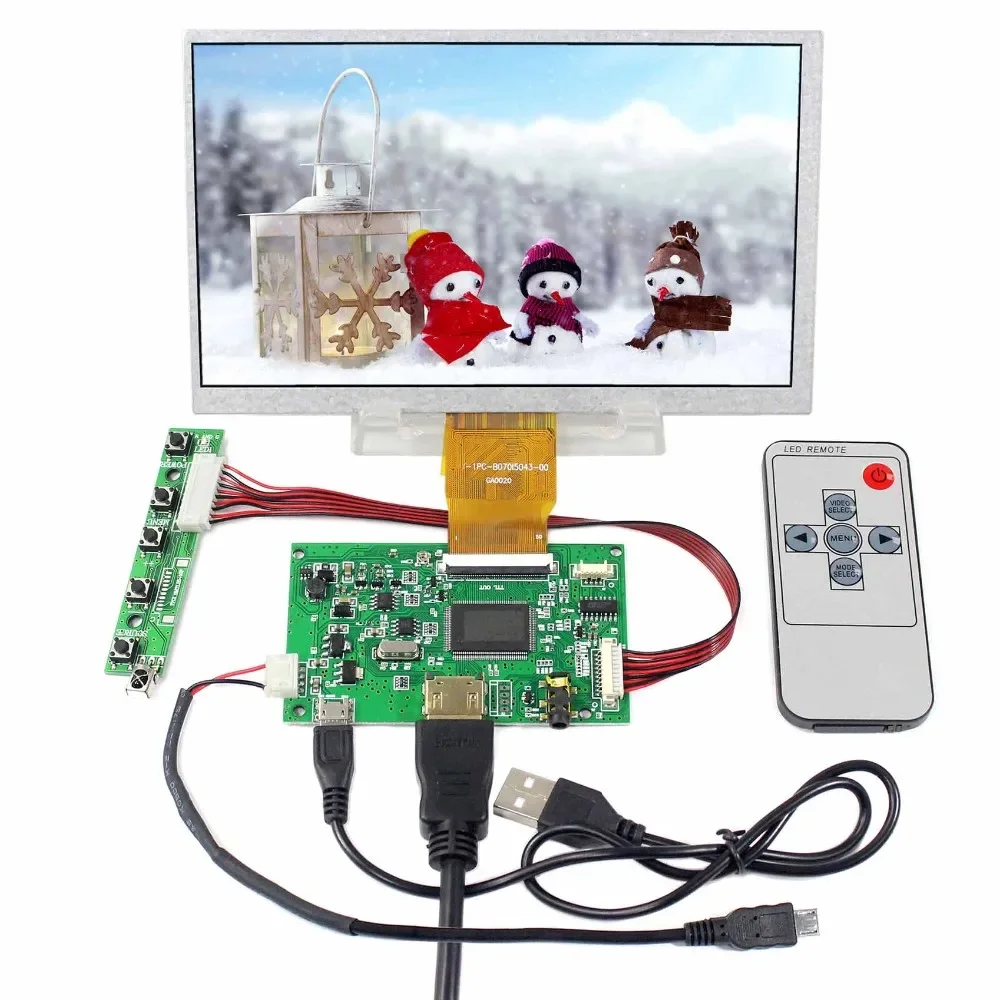 

7-дюймовый ЖК-экран Raspberry Pi, модуль 1024x600 с входным интерфейсом сигнала HD MI, плата контроллера ЖК-экрана, ТВ-плата