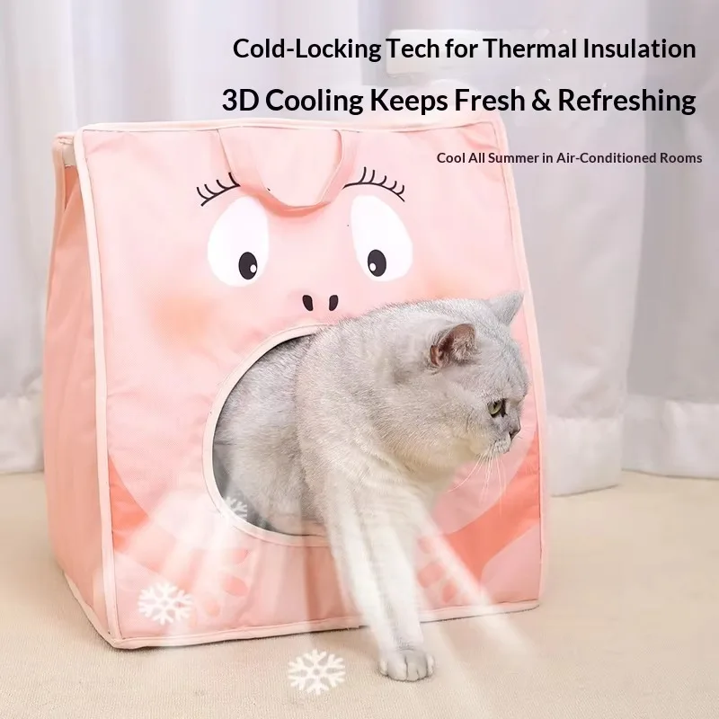 Foldable Cat House with Air Conditioner Physical Cooling Essential for Summer Pet Air Conditioning Room