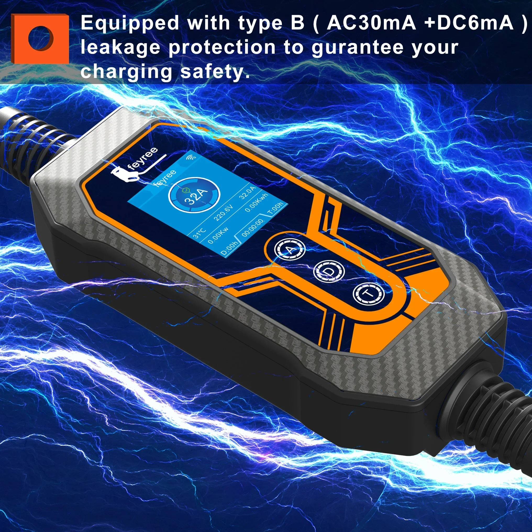 Portable Ev Charger 16A Adjustable - Feyree EV Charger TS-NACS Socket 1Phase