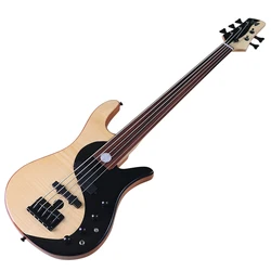 High Grade Active 5 string Electric Bass Guitar Fretless and Fret Maple with Black & White Color Bass Guitarra