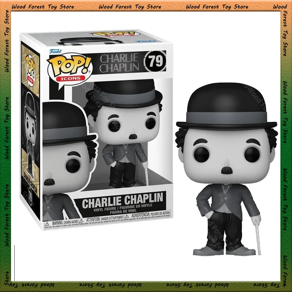 Original Funko Pop Charlie Chaplin Figure Vinyl Figurine Movie Peripherals Collectible Statue Model Doll Kids Toy Christmas Gift