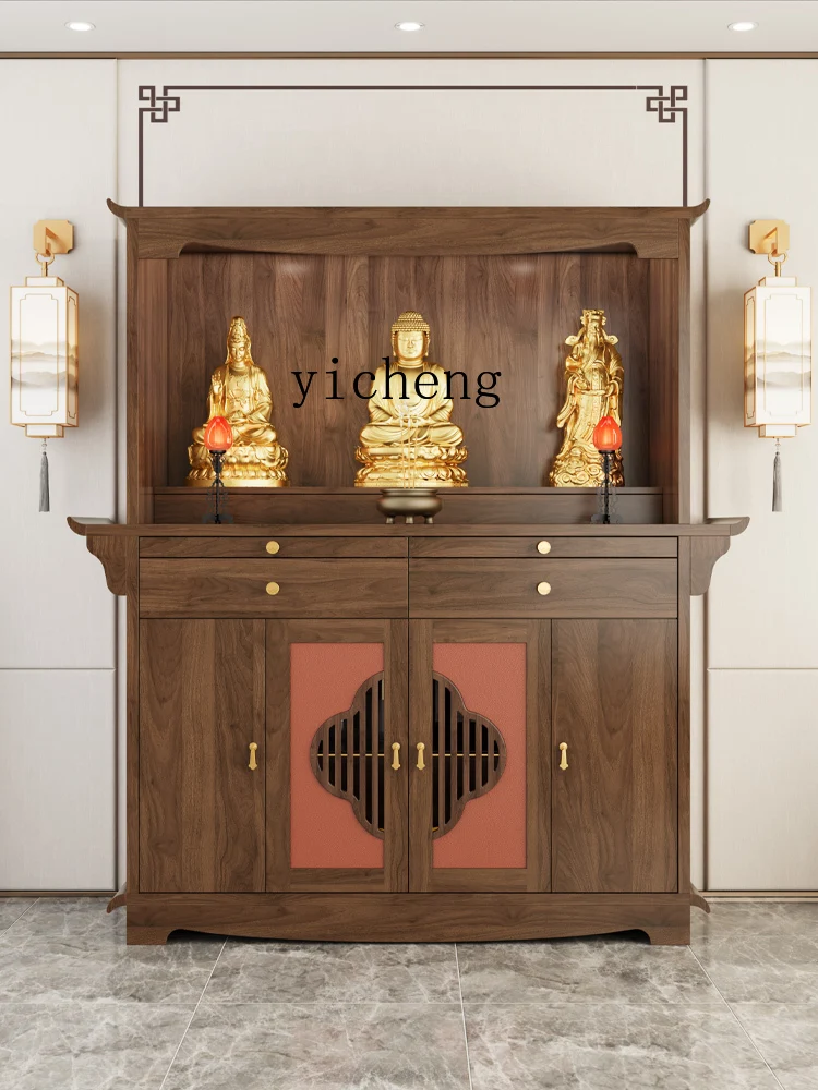 Tqh New Style Buddha Table Buddha Niche New Chinese Style Clothes Closet Household Altar Cabinet