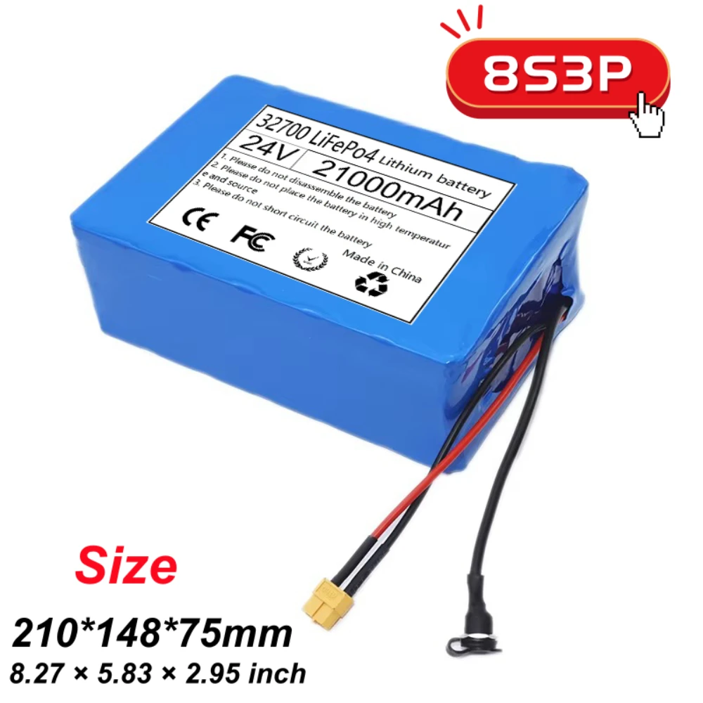 

24V 21Ah 32700 LiFePO4 Battery Pack 8S3P with BMS For Electric Scooter Wheelchair Lawn Mower Power Tools.