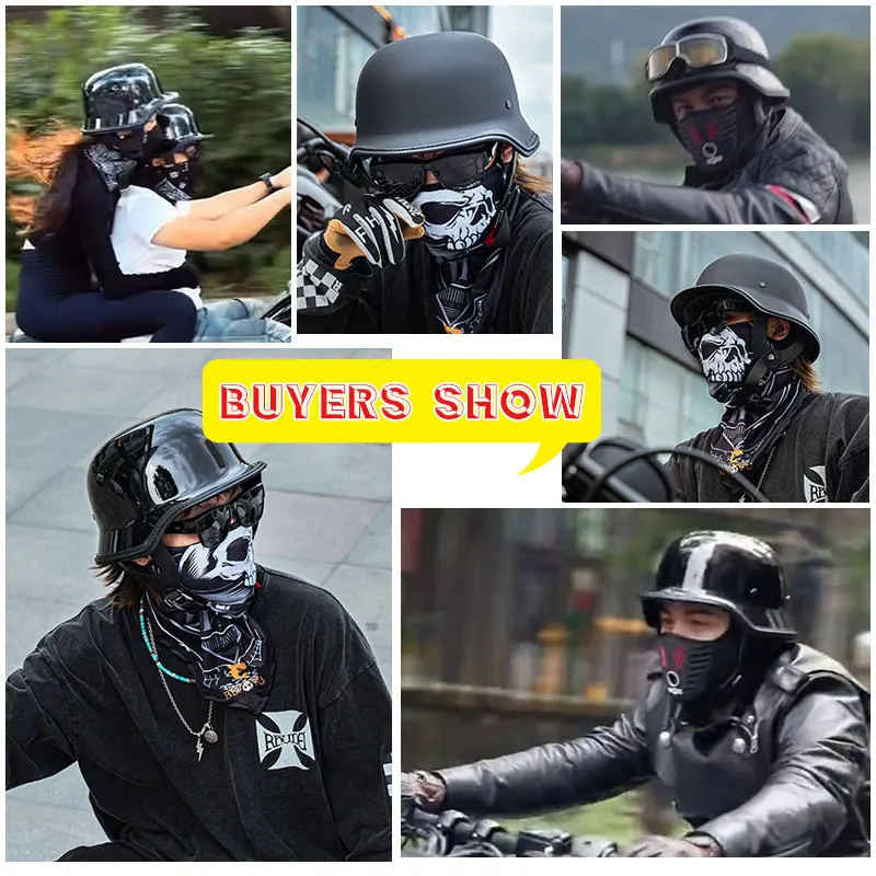 Half Face Helmet Fiberglass Motorcycle Helmets German WW2 Helmet Fiber Glass DOT Approved FRP Shell Safety Cap for Men Women