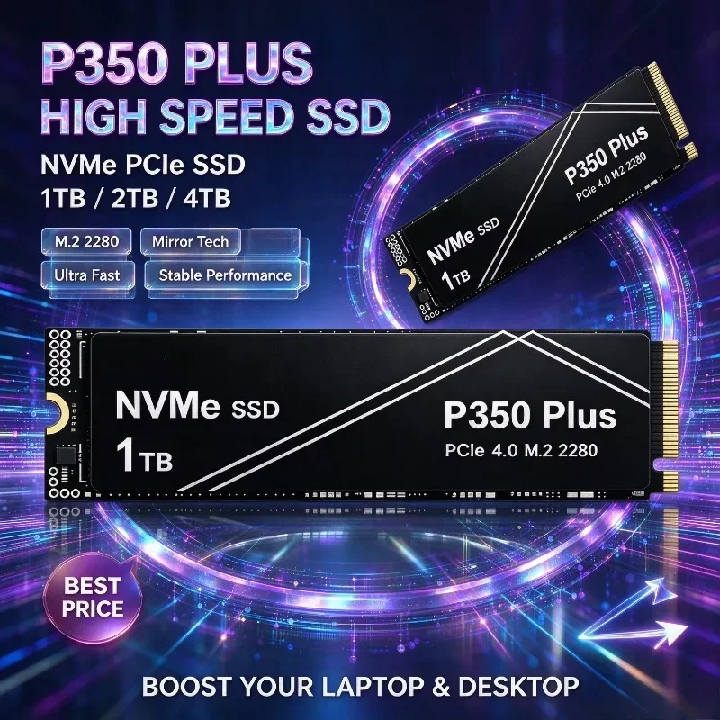 P350 PLUS New 1TB/2TB/4TB M.2 NVMe PCIe SSD, High-Performance Internal Storage for Gaming Desktops, Laptops and PS5 Pro SSD