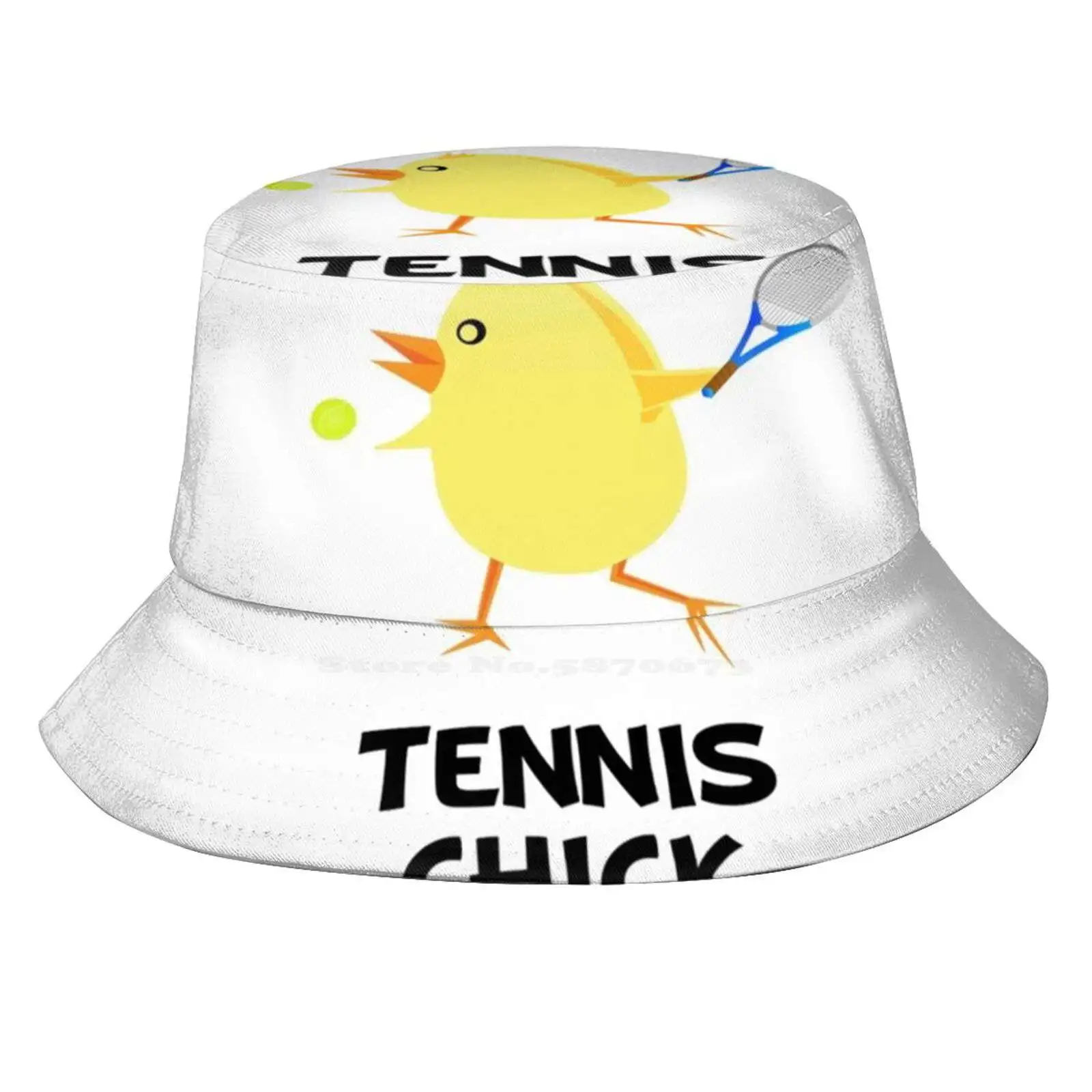 Tennis Chick Sun Cap Fisherman Hat Bucket Hats Funny Humorous Tennis Chick Girl Female Woman Women Athlete Team Player Sport